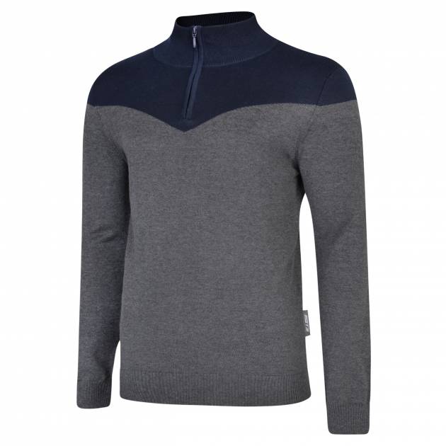 'Kinsale' Knit Zip-Neck | Harbour Navy & Charcoal Grey